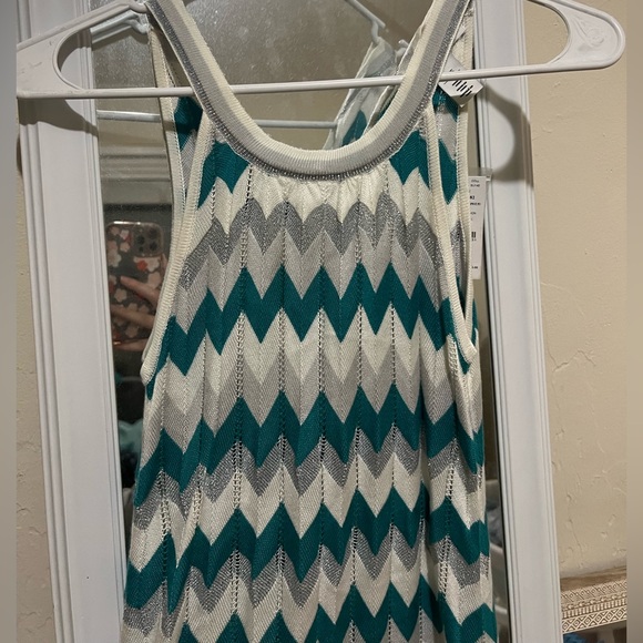 Blue,Sparkling silver, and white chevron romper - Picture 3 of 8